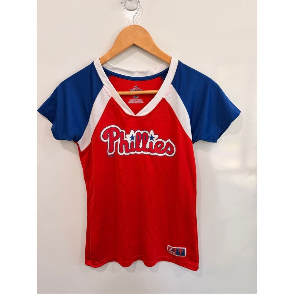 Majestic Phillies Brown #9 Jersey Tee Small